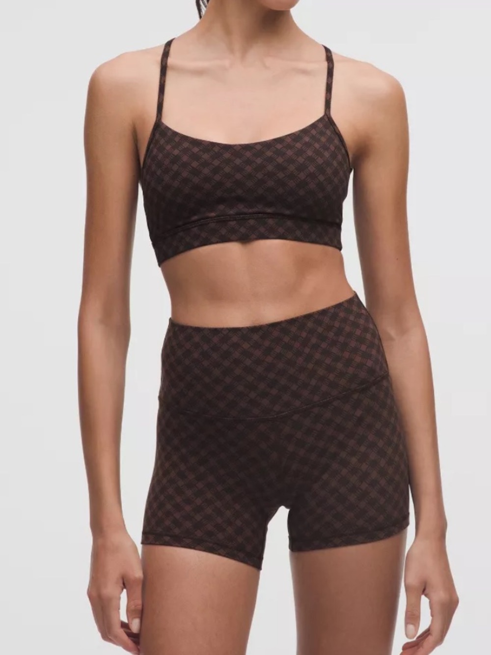 Lululemon Flow Y Bra Nulu Jacquard Brown Size 4